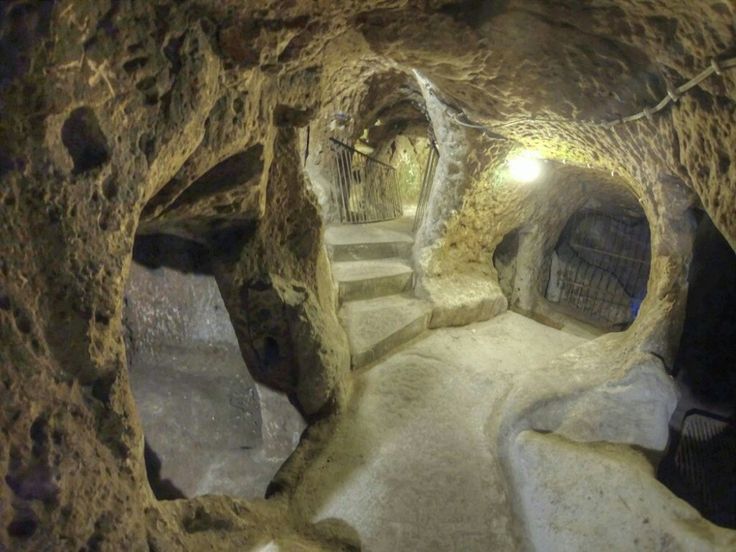 ancient underground city near the village of Derinkuyu in Turkey