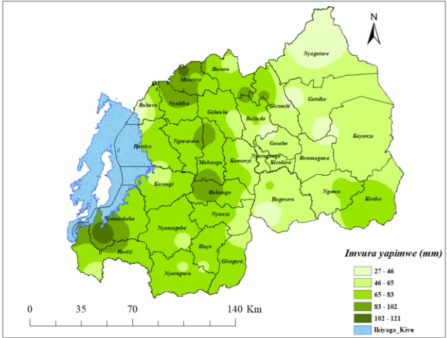 Imvura yabonetse muri 3rd Decad March 2026